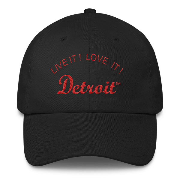 LIVE IT LOVE IT Detroit Bayside Cotton Cap in red letters