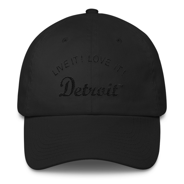 LIVE IT LOVE IT Detroit Bayside Cotton Cap in black letters