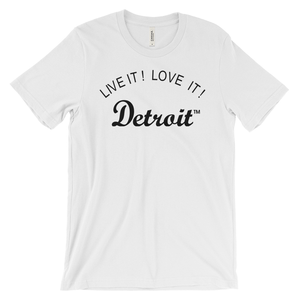 LIVE IT LOVE IT Detroit Unisex Tee with black letters