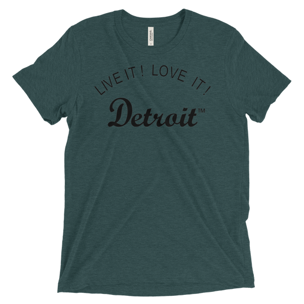 LIVE IT LOVE IT Detroit (Men/Unisex) Triblend Tee with black letters