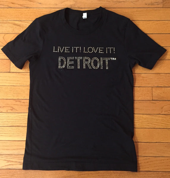 LIVE IT LOVE IT Detroit Bling Tee with Detroit in Regular Design (Women Sizes)