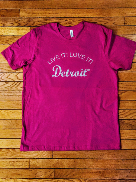 LIVE IT LOVE IT Detroit Glitter tee (Women Sizes)