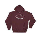LIVE IT LOVE IT Detroit Hooded Sweatshirt with white letters