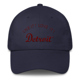 LIVE IT LOVE IT Detroit Bayside Cotton Cap in maroon letters