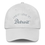 LIVE IT LOVE IT Detroit Bayside Cotton Cap in grey letters