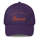 LIVE IT LOVE IT Detroit Bayside Cotton Cap in orange letters