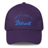 LIVE IT LOVE IT Detroit Bayside Cotton Cap in aqua teal letters