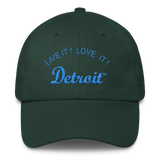 LIVE IT LOVE IT Detroit Bayside Cotton Cap in aqua teal letters
