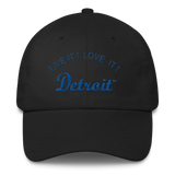 LIVE IT LOVE IT Detroit Bayside Cotton Cap in royal blue letters