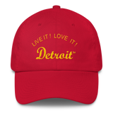 LIVE IT LOVE IT Detroit Bayside Cotton Cap in gold letters