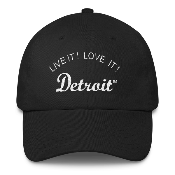 LIVE IT LOVE IT Detroit Bayside Cotton Cap in white letters